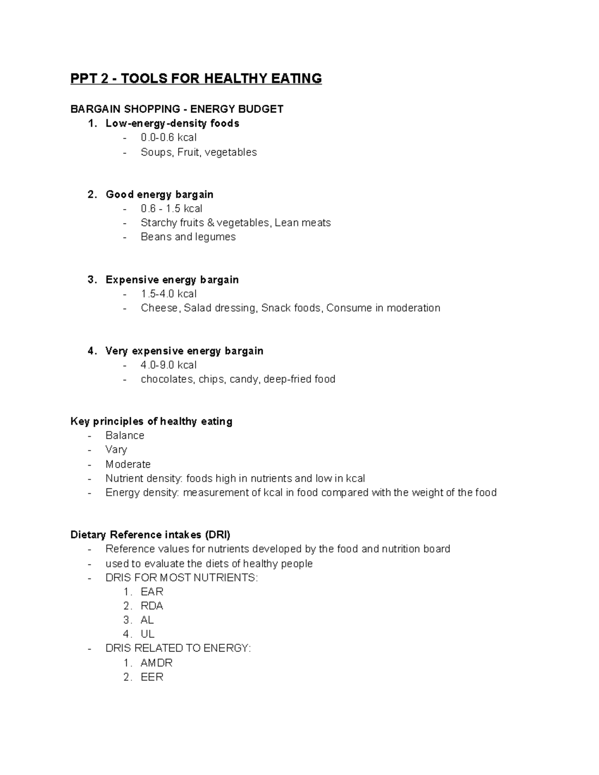 NUTR Tools PPT 2 TOOLS FOR HEALTHY EATING BARGAIN SHOPPING ENERGY