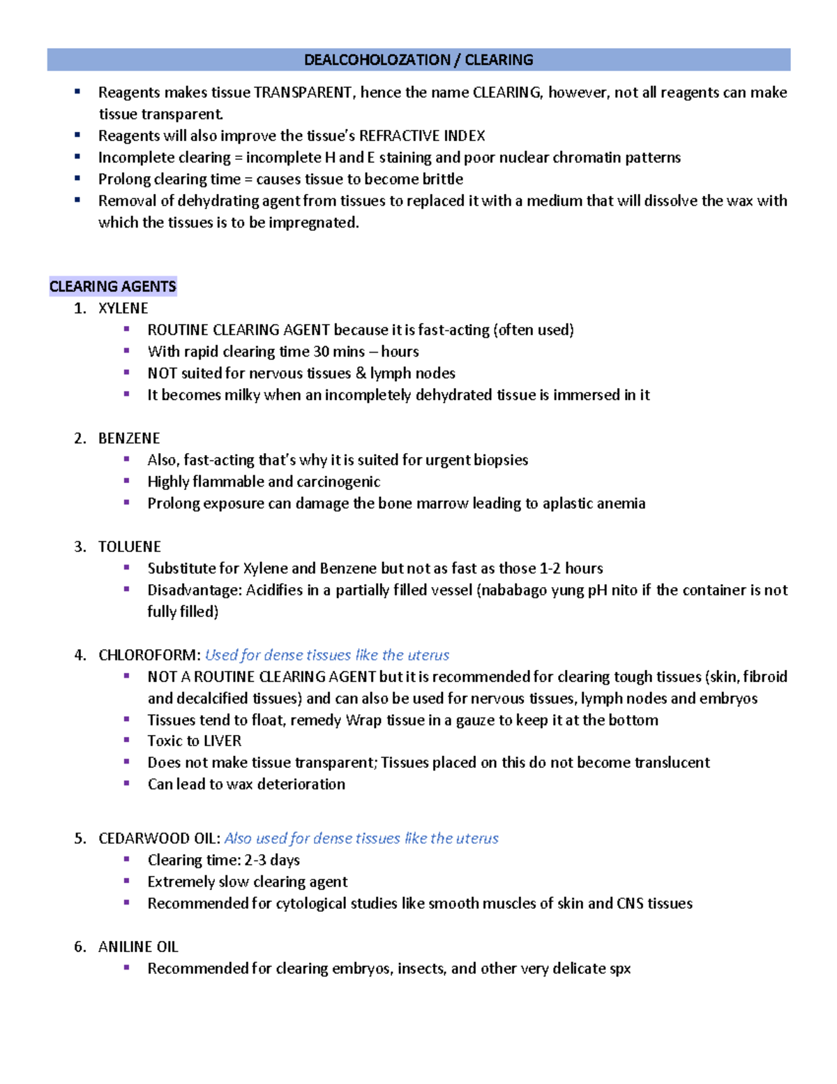 5. Dealcoholization or Clearing - DEALCOHOLOZATION / CLEARING Reagents ...