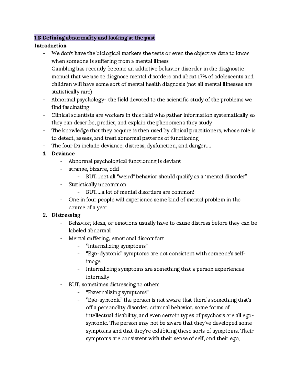 Chapter 1: Defining Abnormality And Looking At The Past - 1: Defining ...