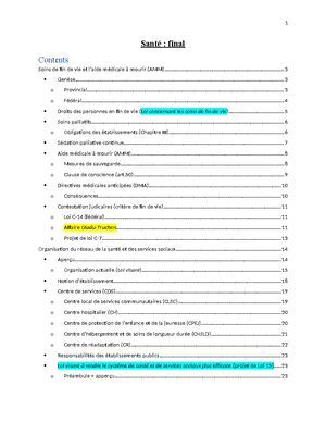 Examen intra - notes de cours - DRT 3810 - DROIT DE LA SANTÉ Définition ...