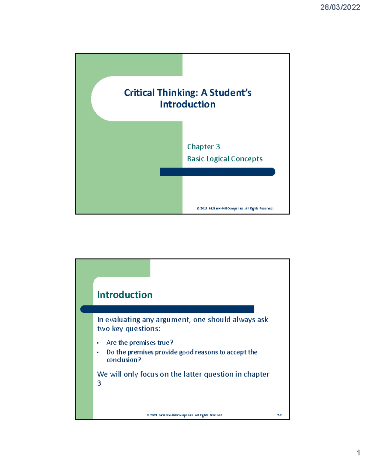 critical thinking a student's introduction 6th edition answer key