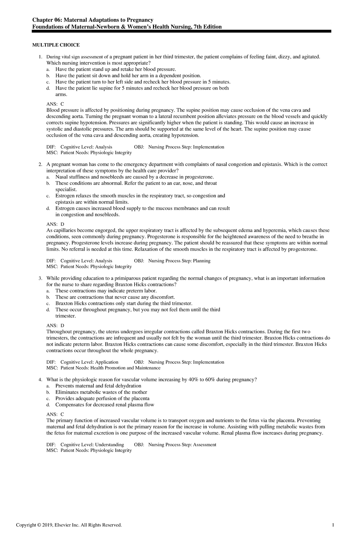 Exam View - Chapter 06 - Foundations of MH nursing - Chapter 06 ...