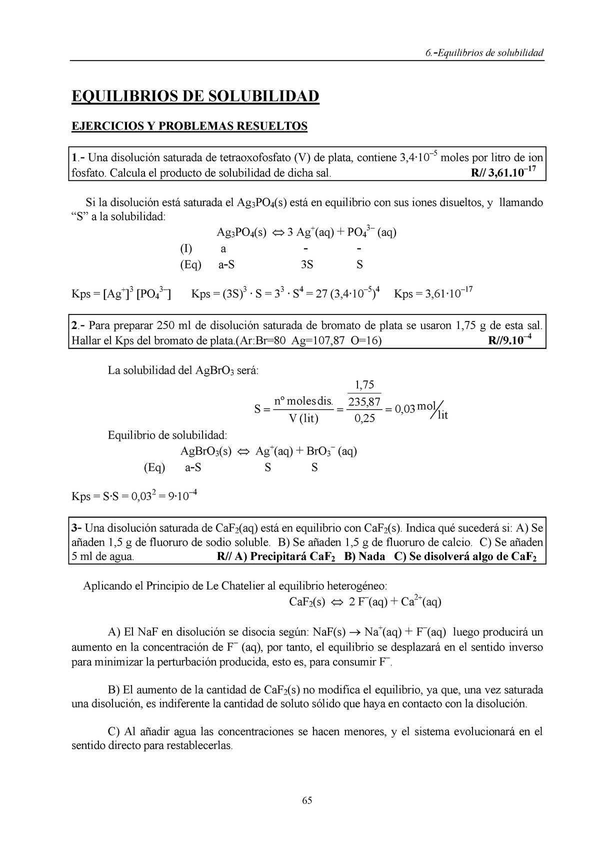 Ejercicios Resueltos Solubilidad Equilibrios De Solubilidad