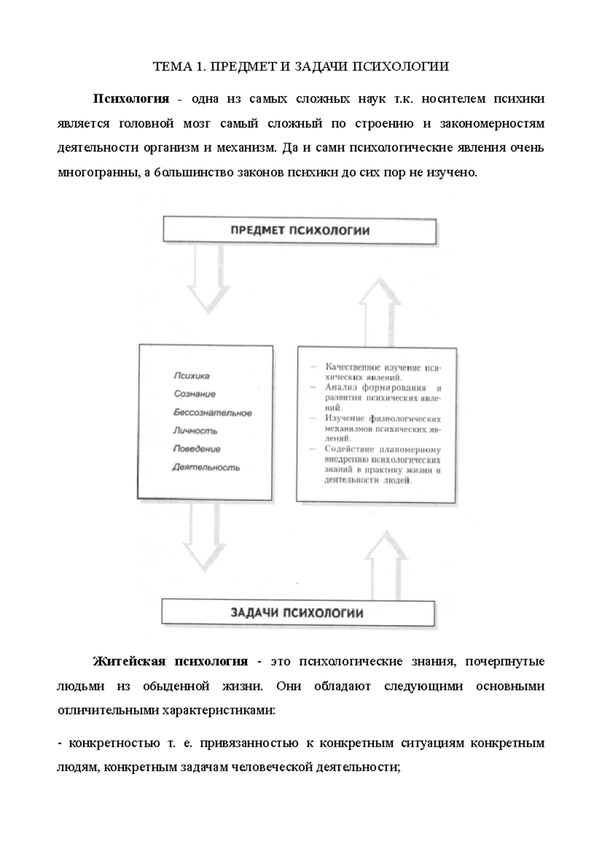 Конспекты лекций, лекции 1-10 - ТЕМА 1. ПРЕДМЕТ И ЗАДАЧИ ПСИХОЛОГИИ  Психология - одна из самых - Studocu