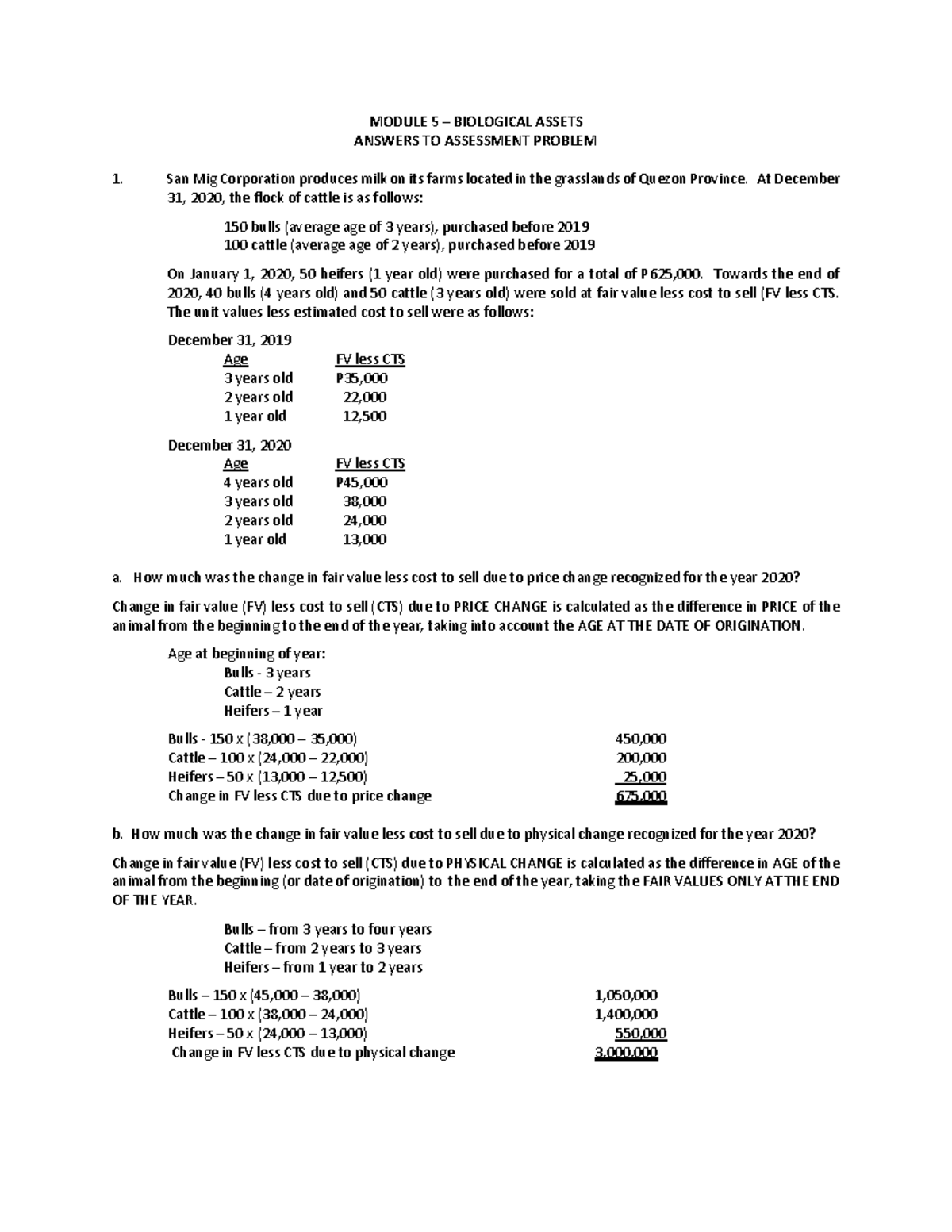 Biological Assets - Solman - Module 5 – Biological Assets Answers To 