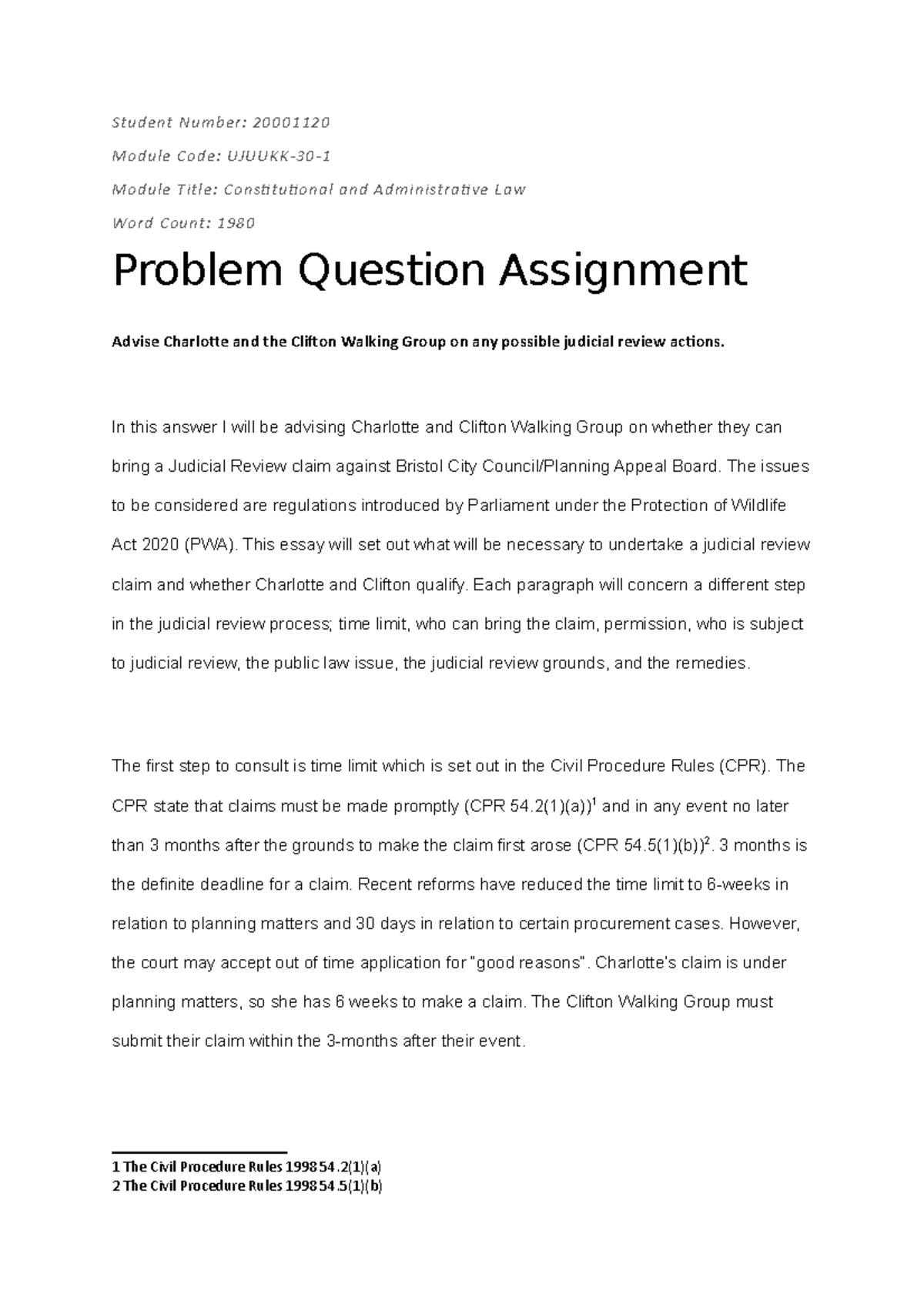 2000 1120 Problem Question Assignment - Student Number: 20001120 Module ...