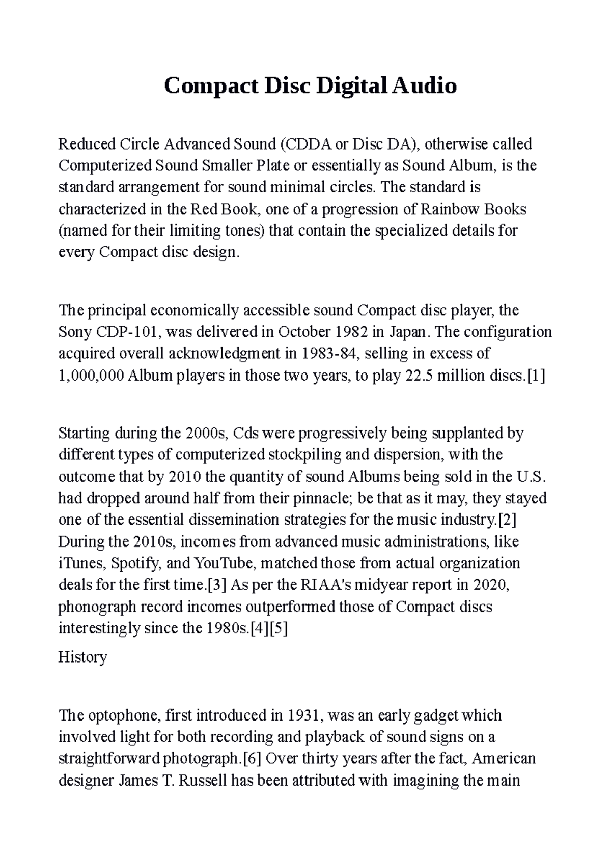 Compact Disc Digital Audio Compact Disc Digital Audio Reduced Circle Advanced Sound (CDDA or