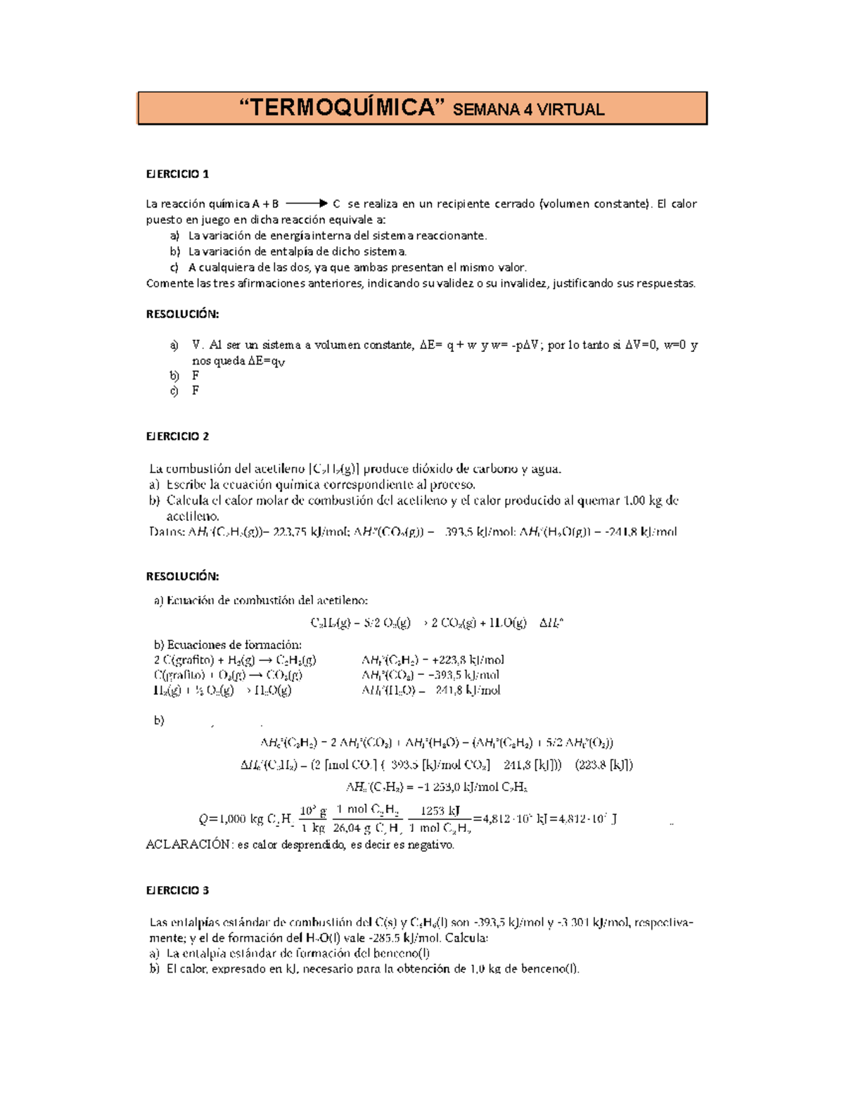 Ejercicios Termoquimica Resueltos - “TERMOQUÍMICA” SEMANA 4 VIRTUAL ...