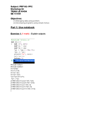 PFC-Workshop 05 - PRF 192 - Subject: PRF192- PFC Workshop 05 TRỊNH LÊ ...