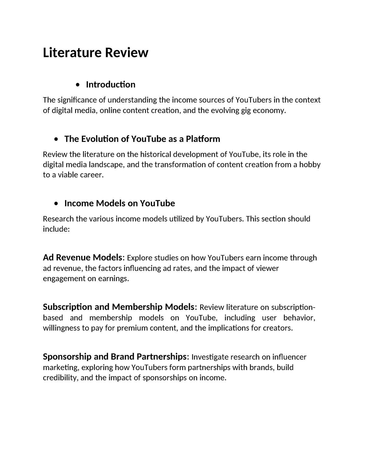 Literature Review & Theoretical Framework - Literature Review ...