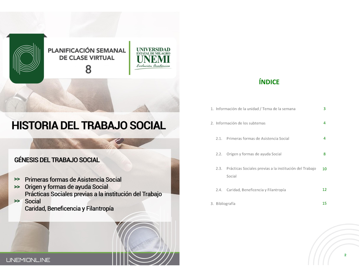 Historia Trabajo Social Ndice Informaci N De La Unidad Tema De La Semana Informaci N De