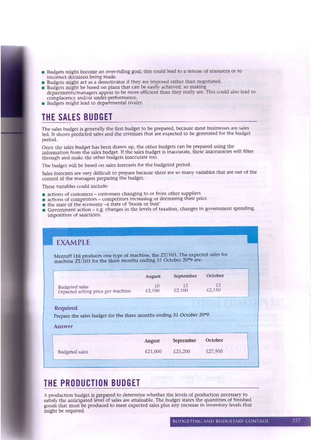 Budget Explanations AND Calculated Examples - Análisis e interpretación ...