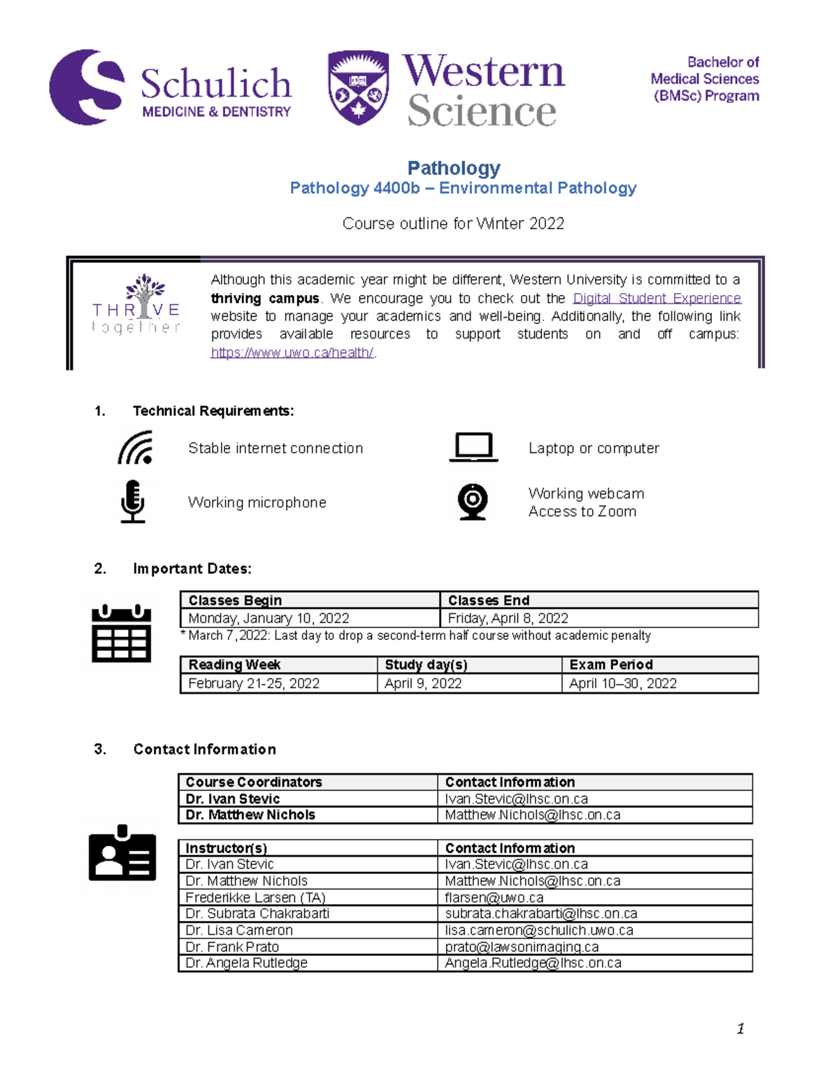 Uwo Christmas Break 2022 Pathol 4400B Winter 2022 Syllabus Final Jan 7 2022 - Pathology Pathology  4400B – Environmental - Studocu