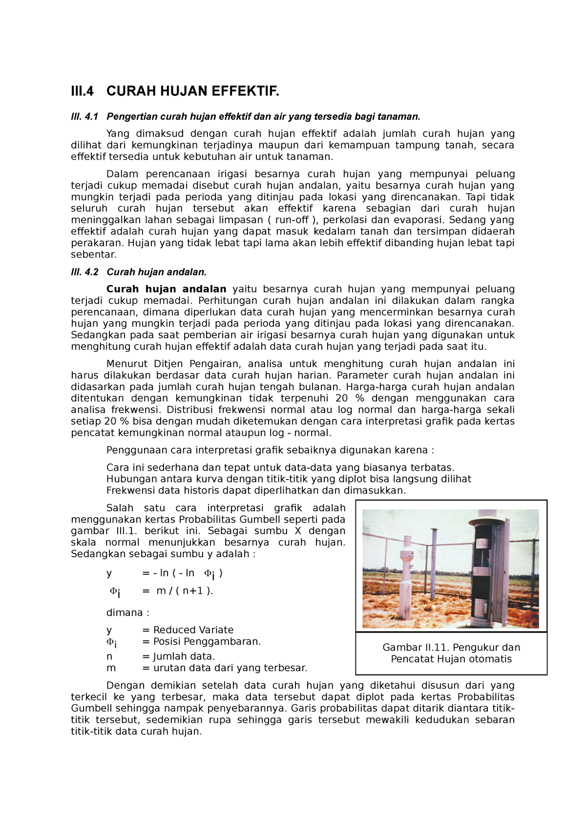 Perancangan Irigasi Dan Bangunan Air - Subbab 3.4.1-3.4.2 - III CURAH ...