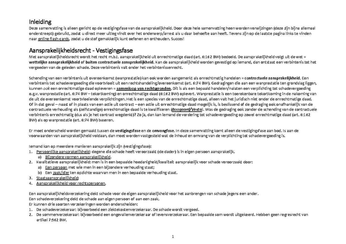 Samenvatting - Door deze hele samenvatting heen worden verwijzingen