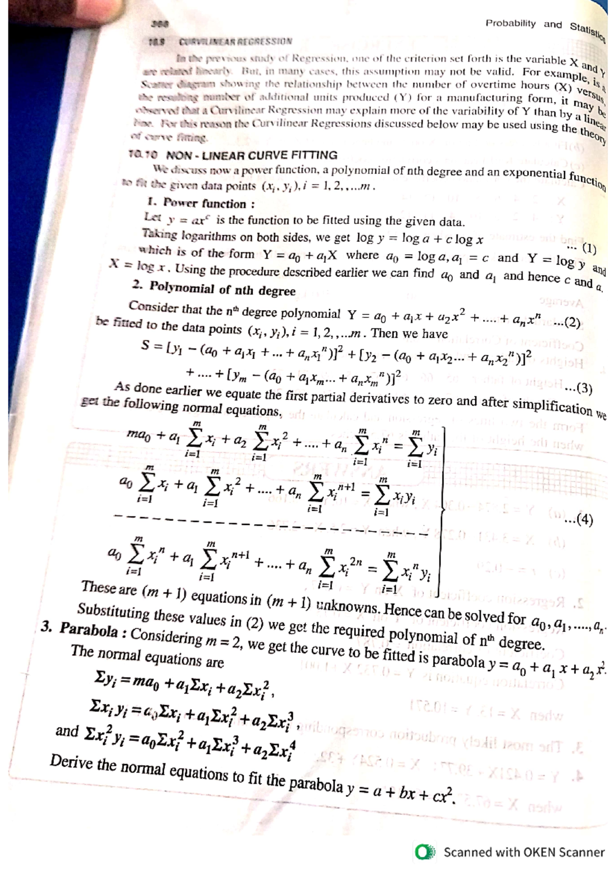Method of least squares - Probability 10 CURVILINEAR REGRESSION In the ...