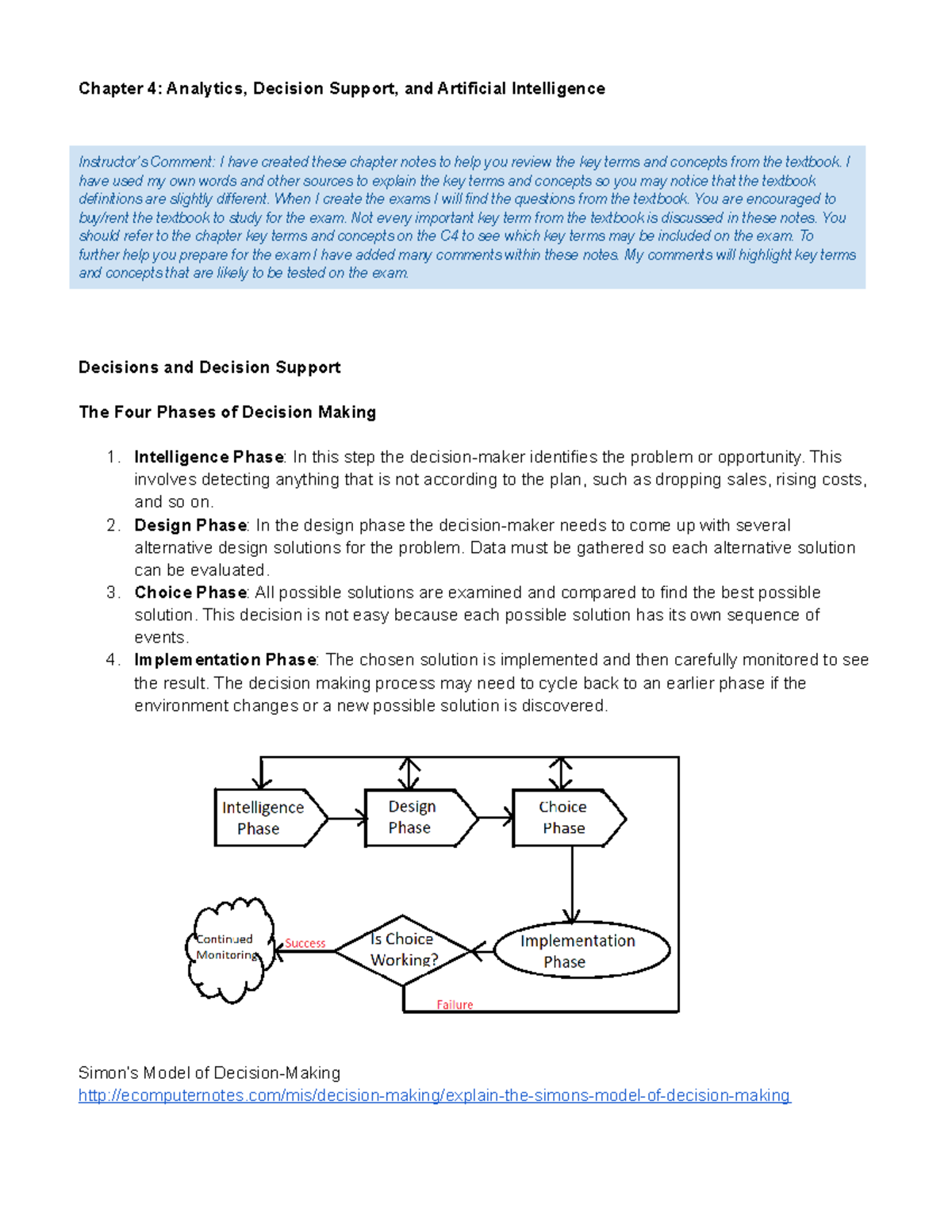 Chapter 4 Lecture Notes With Comments New - Chapter 4: Analytics ...