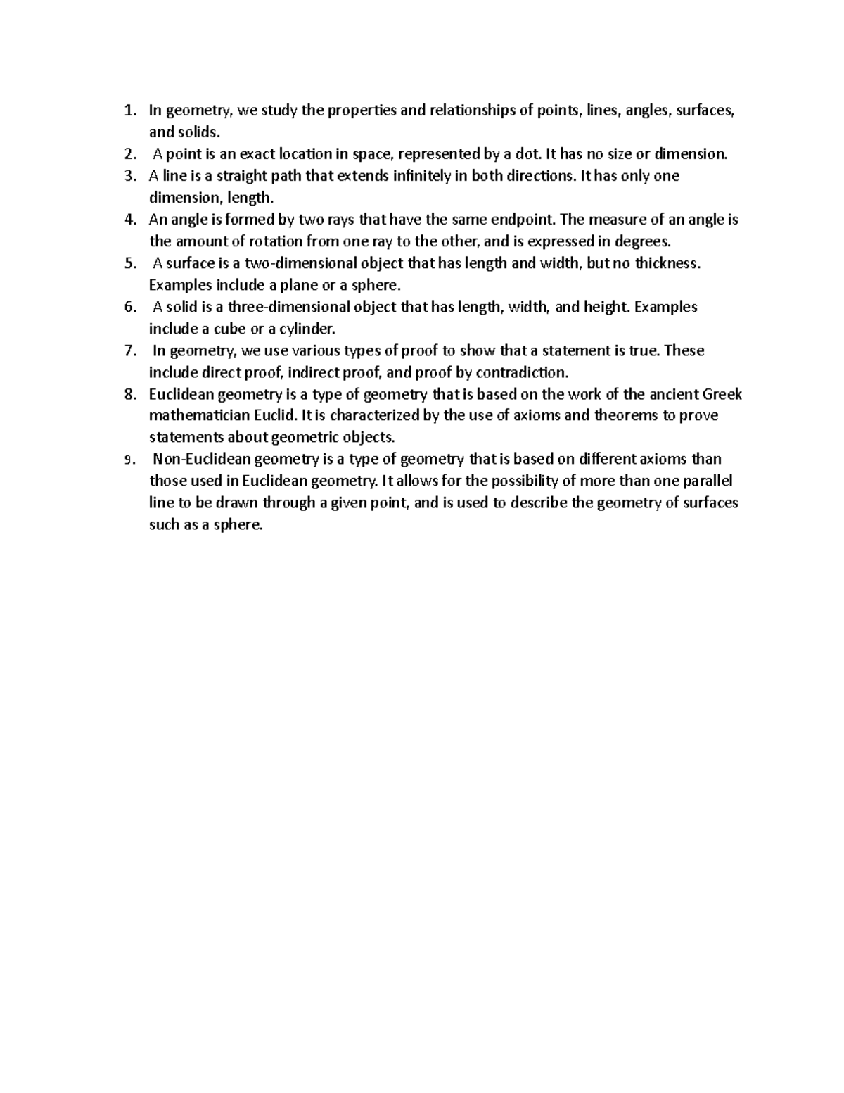 Geometry - lecture notes - In geometry, we study the properties and ...