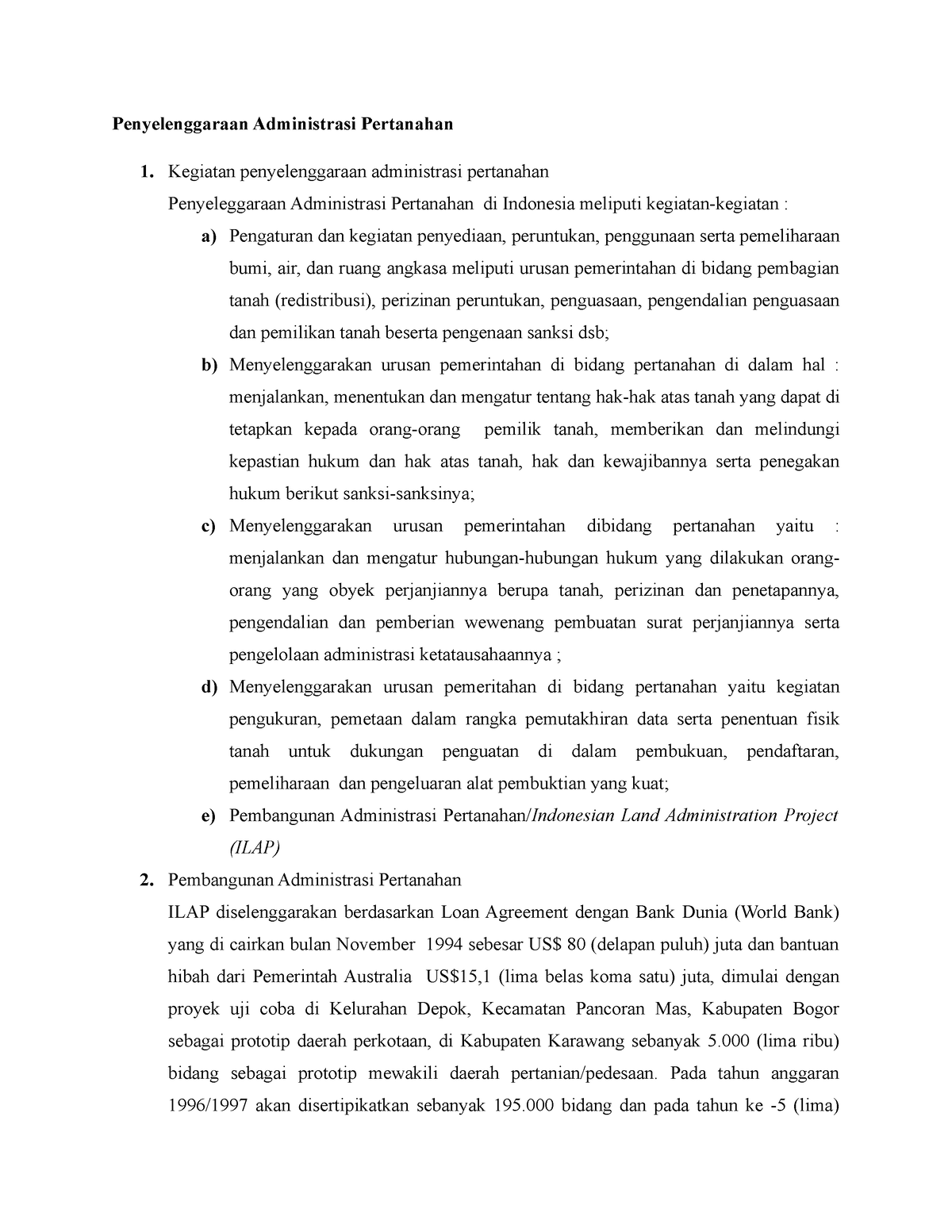 Penyelenggaraan Administrasi Pertanahan - Kegiatan Penyelenggaraan ...