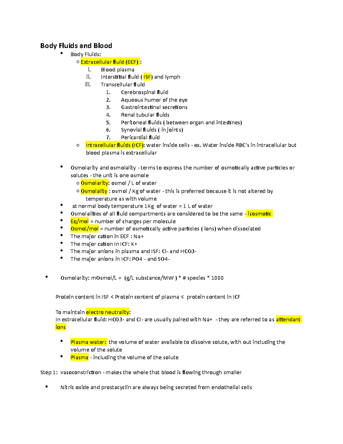 Blood And Body Fluids Physiology CAPS 301 - Body Fluids And Blood Body ...