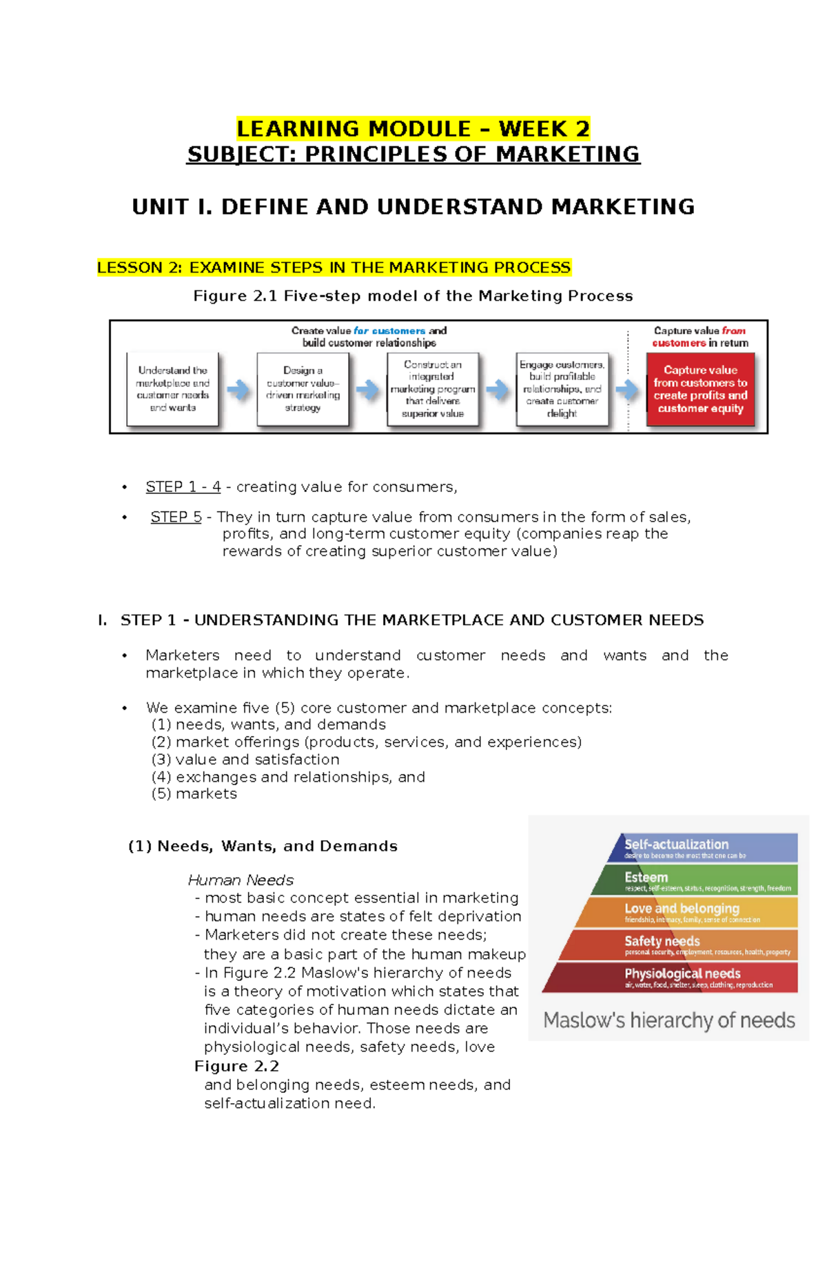 Edited Module - Week 2 - This is from Kotler's Book of Principles of ...