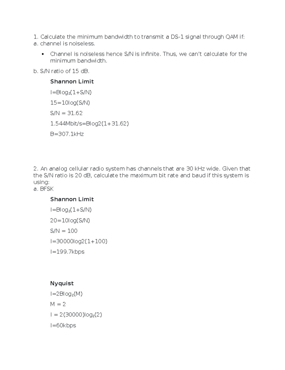 Part2Prelims - Nice - Calculate the minimum bandwidth to transmit a DS ...