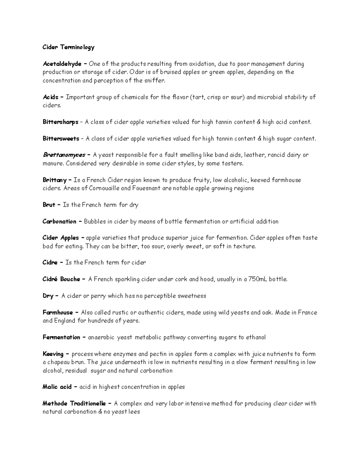 Cider Terminology Cheat Sheet - Cider Terminology Acetaldehyde – One of ...