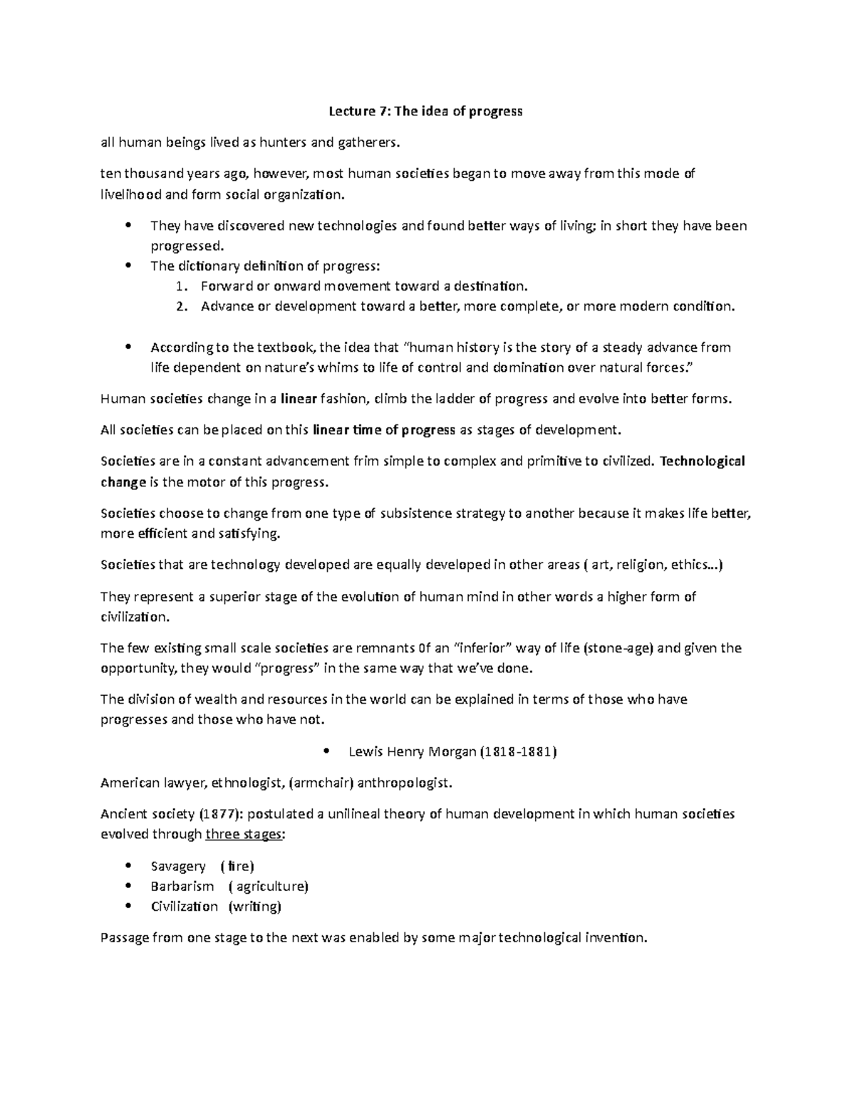 Feb 26 - my personal lecture notes - Lecture 7: The idea of progress ...