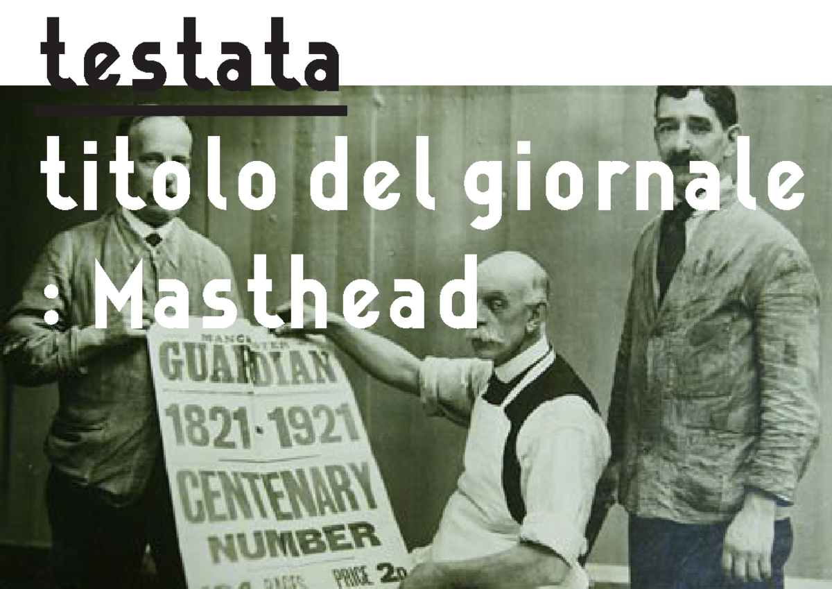 Typeface 02 workshop - testata titolo del giornale : Masthead trinité ...