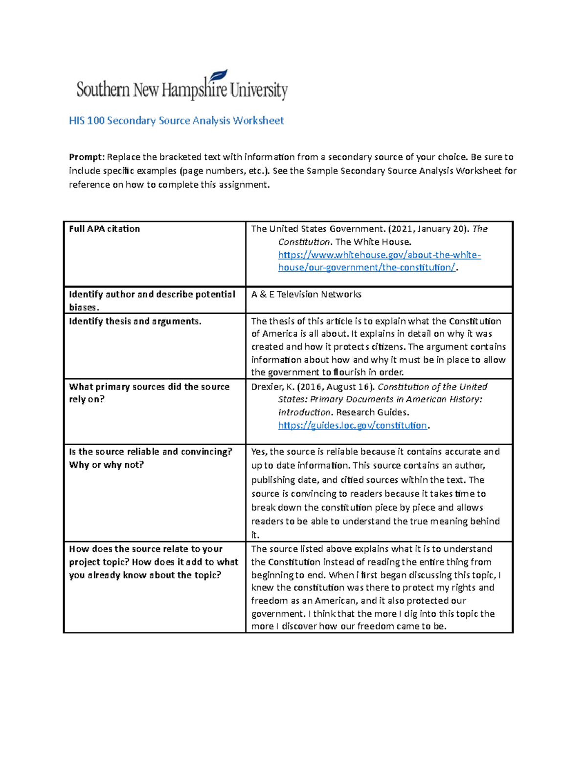 Primary and Secondary Sources - The Constitution of the United States:  Original Image