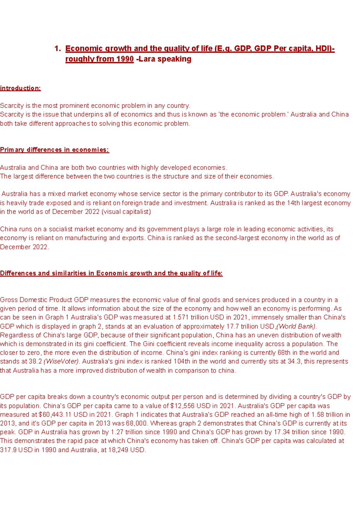 Economics assignment - Google Docs - 1. Economic growth and the quality ...