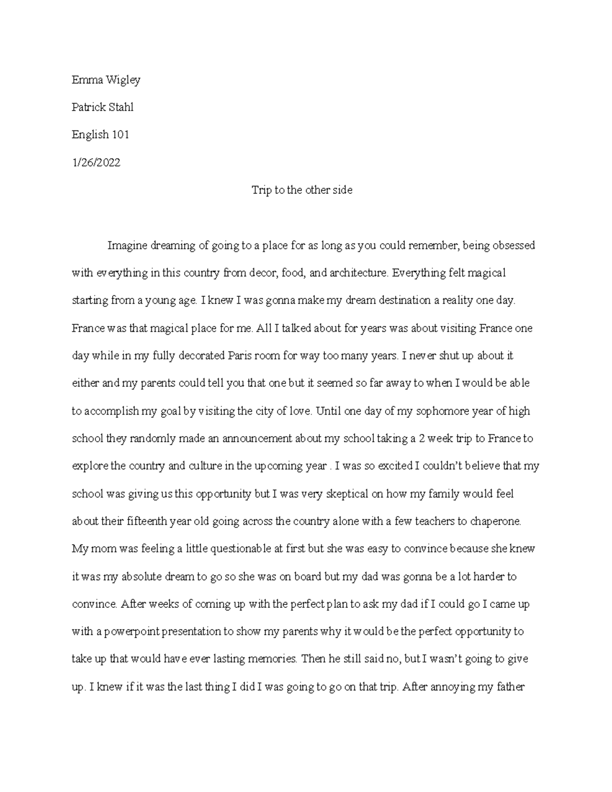 narrative essay final draft