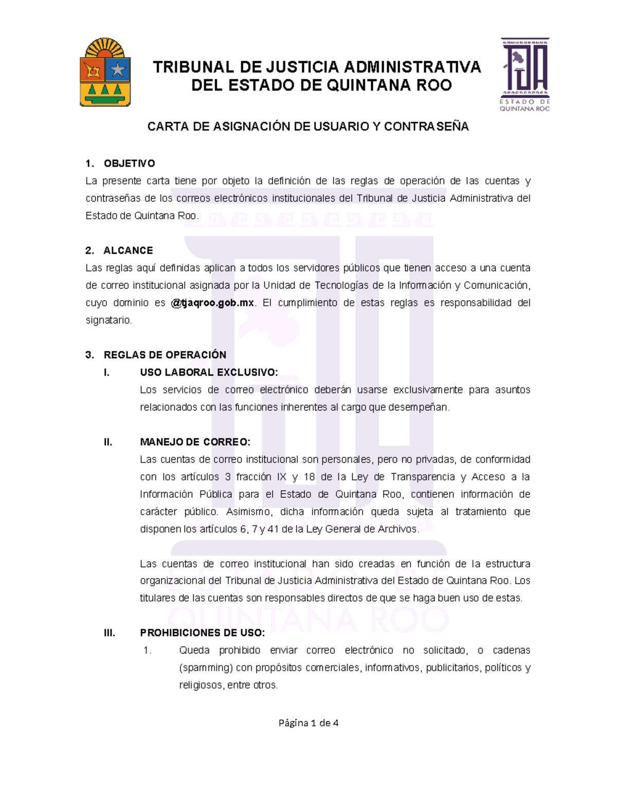 Formato Carta Asignacion De Correo Electronico Del Estado De Quintana