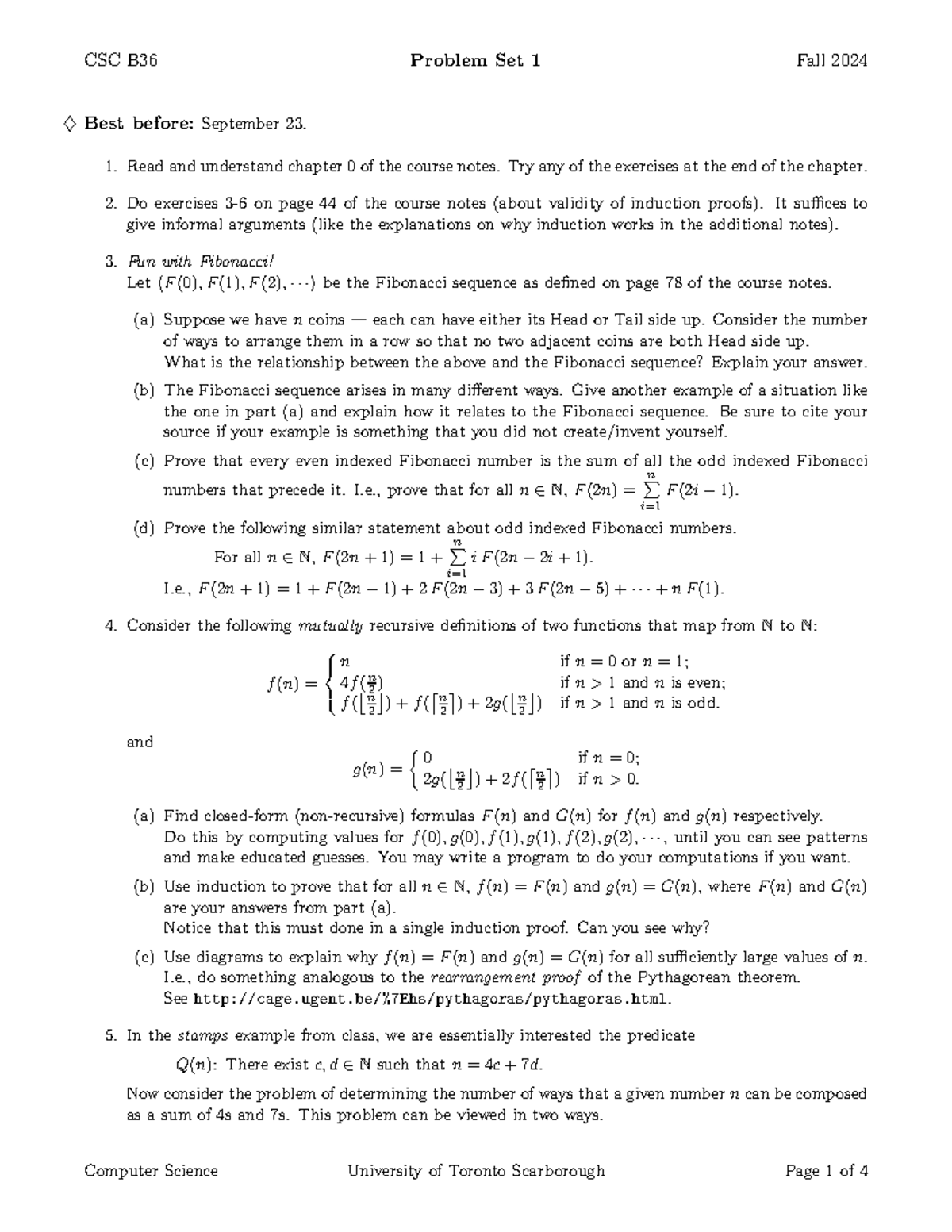 Ps1 - notes - ♦ Best before: September 23. Read and understand chapter ...