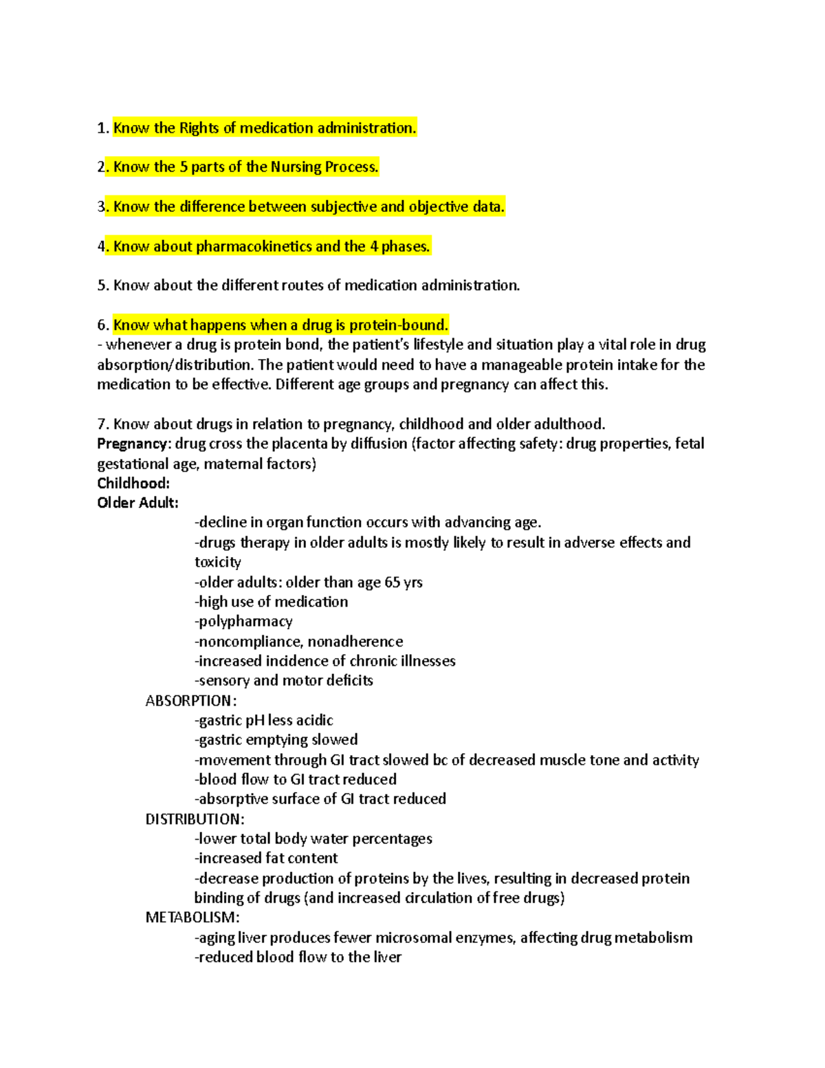PHARM Review notES - Know the Rights of medication administration. Know ...