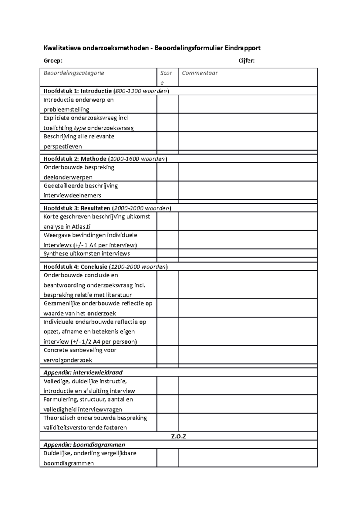 Beoordelingsformulier Eindrapport 2023-2024 - Kwalitatieve ...