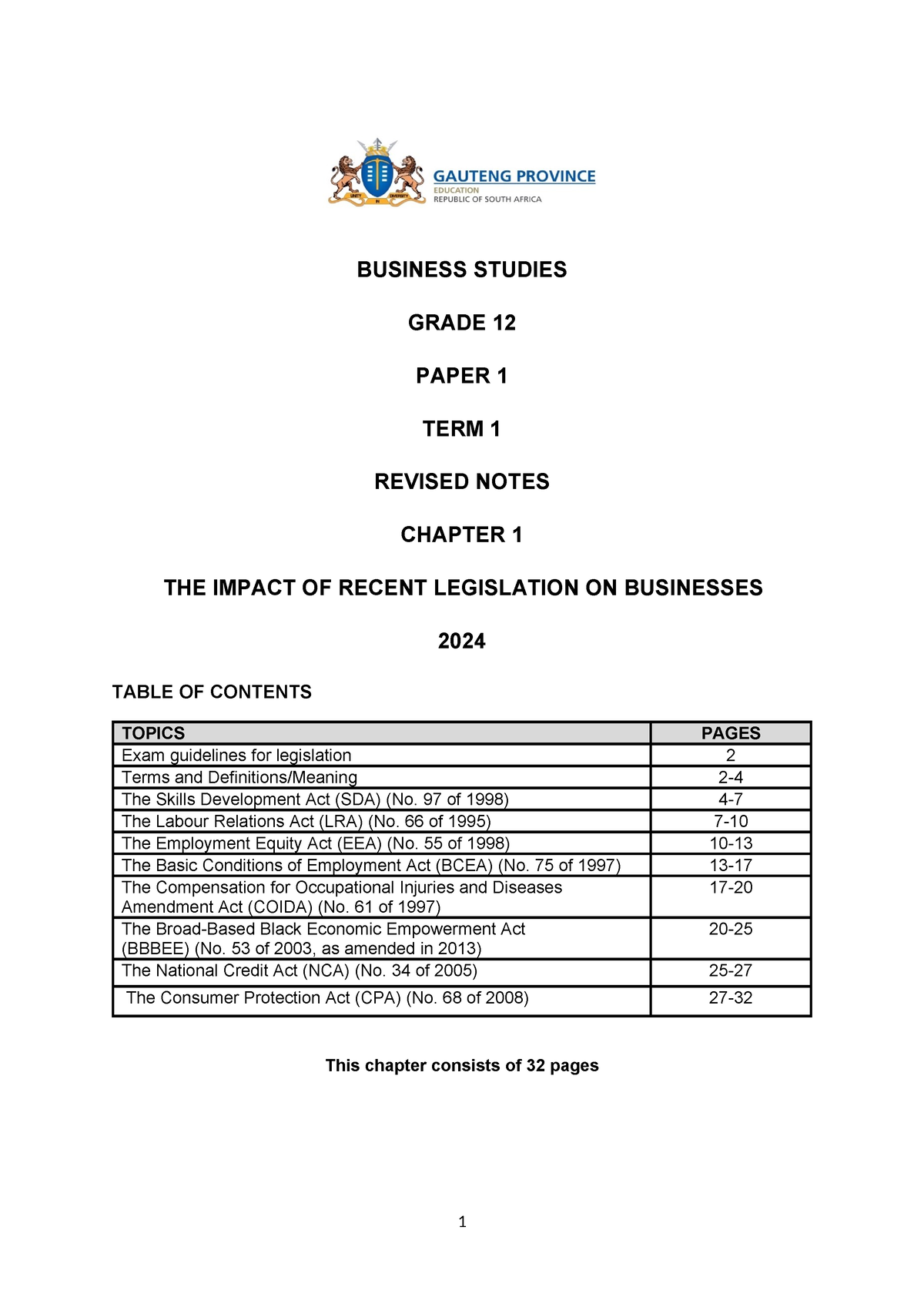 business studies grade 12 legislation essays