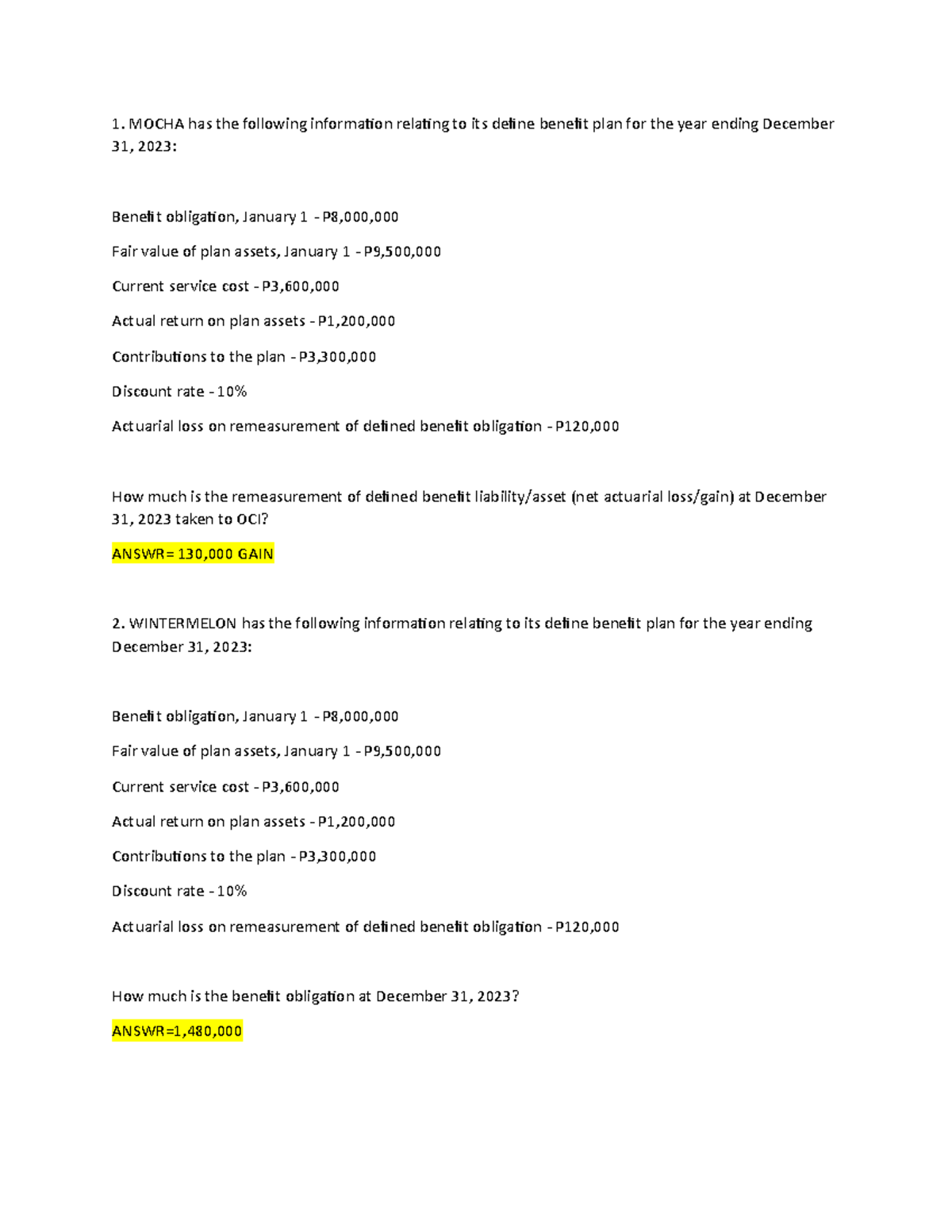 Inacct 3 Empbenefits - practice test notes on intermediate accounting 3 ...