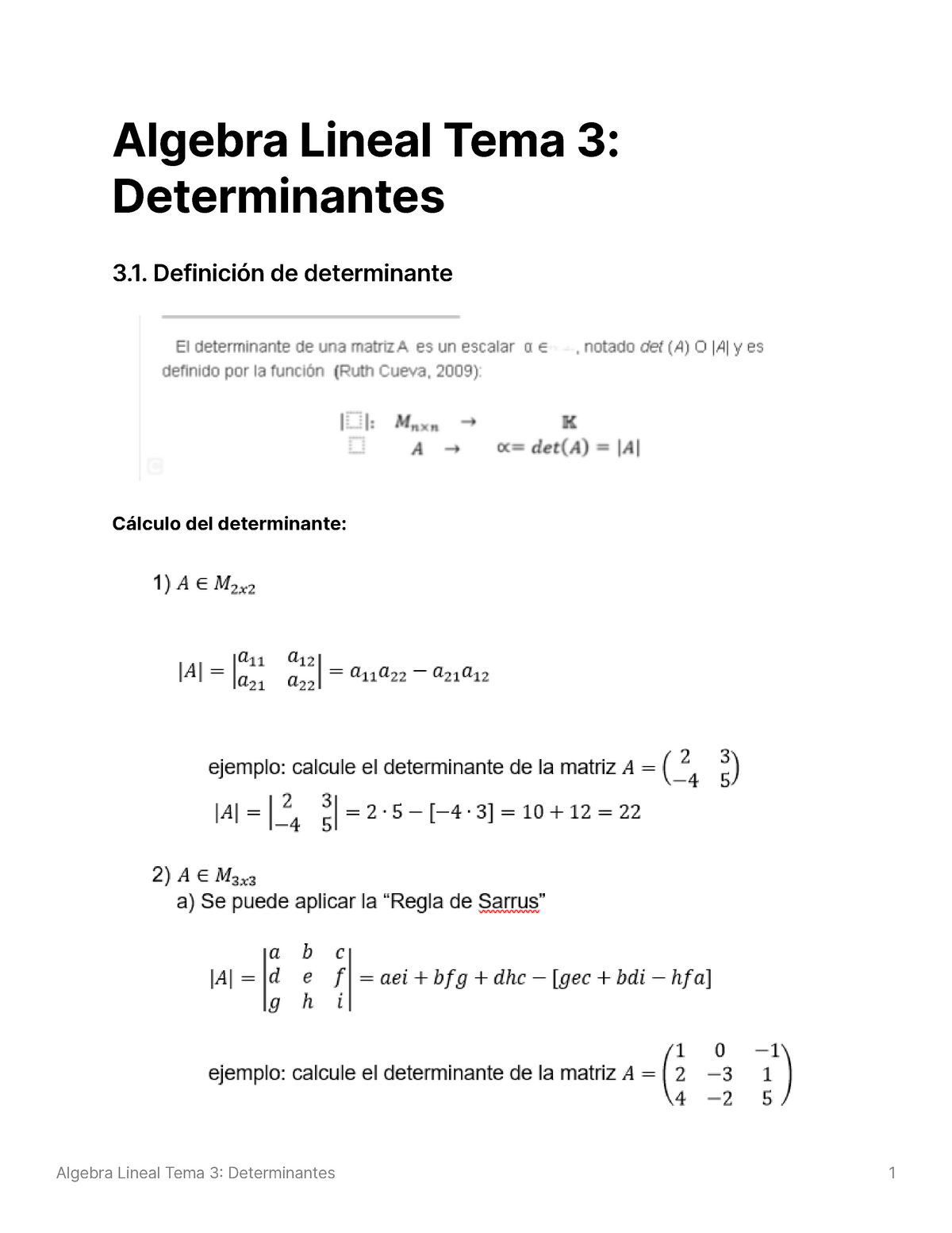 Algebra Lineal Contenido 3 Determinantes - Algebra Lineal Tema 3 ...