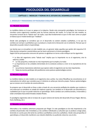 Capitulo 1-PSICOLOGIA DEL DESARROLLO - DEL DESARROLLO 1 MODELOS Y TEORIAS  EN EL ESTUDIO DEL - Studocu