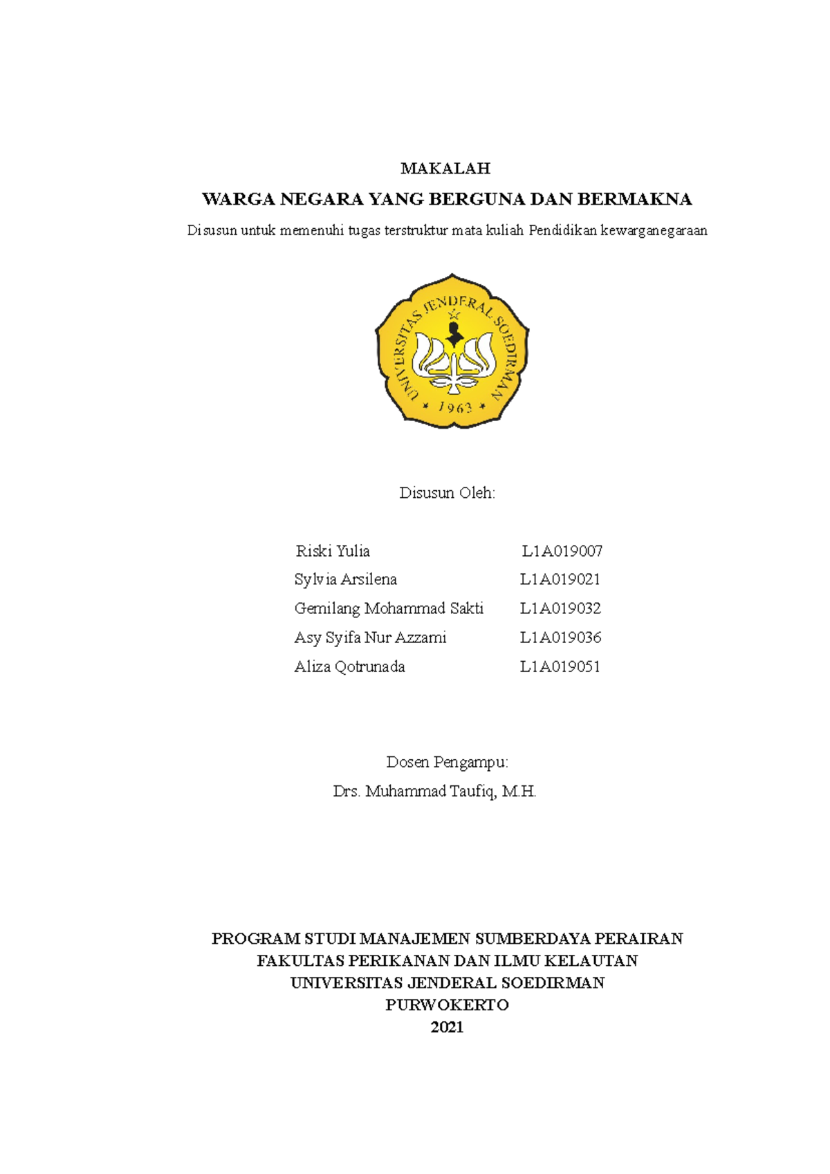 Makalah Kelompok 1 PKN - PKN - MAKALAH WARGA NEGARA YANG BERGUNA DAN ...