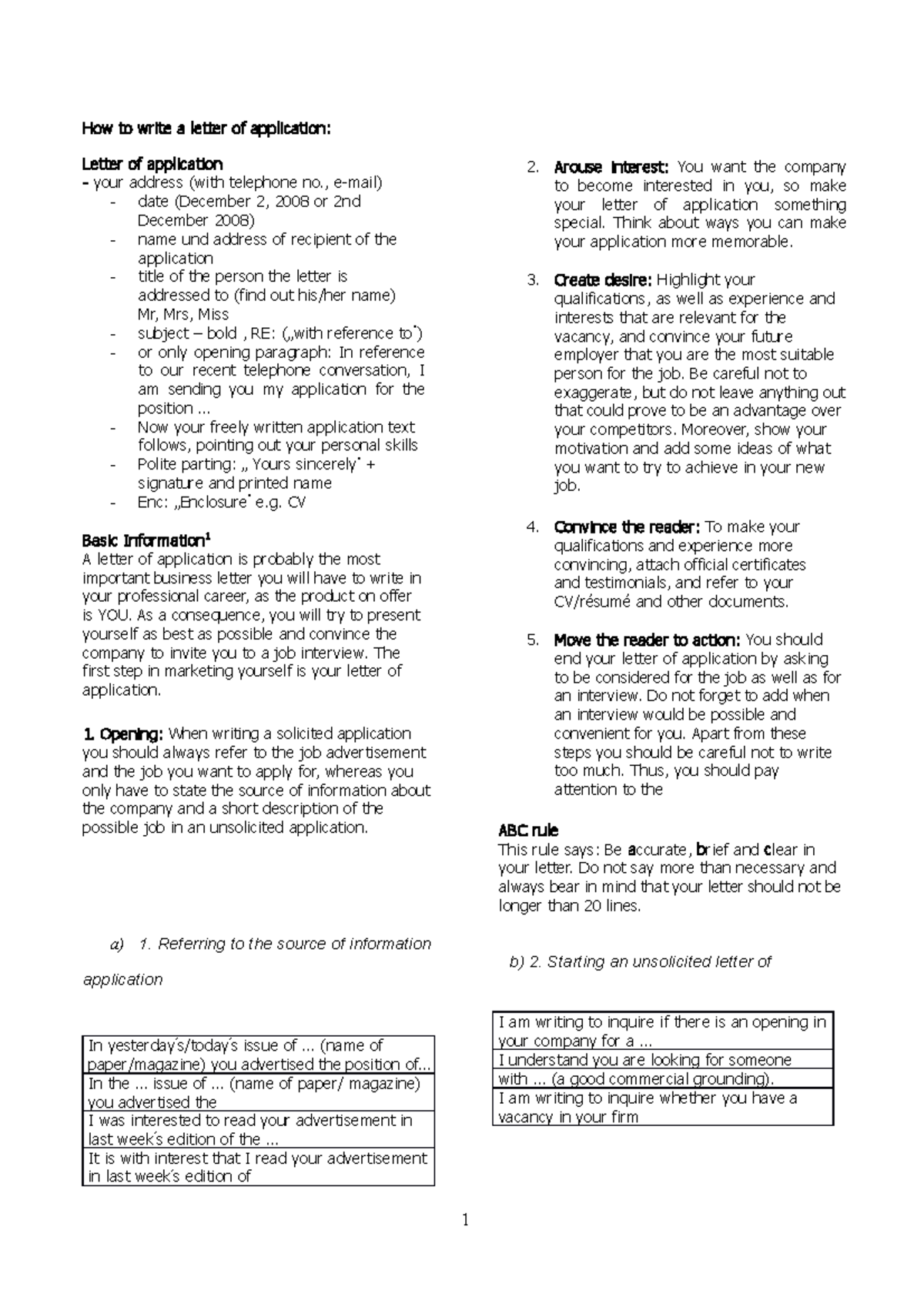 How to write a letter of application - How to write a letter of ...