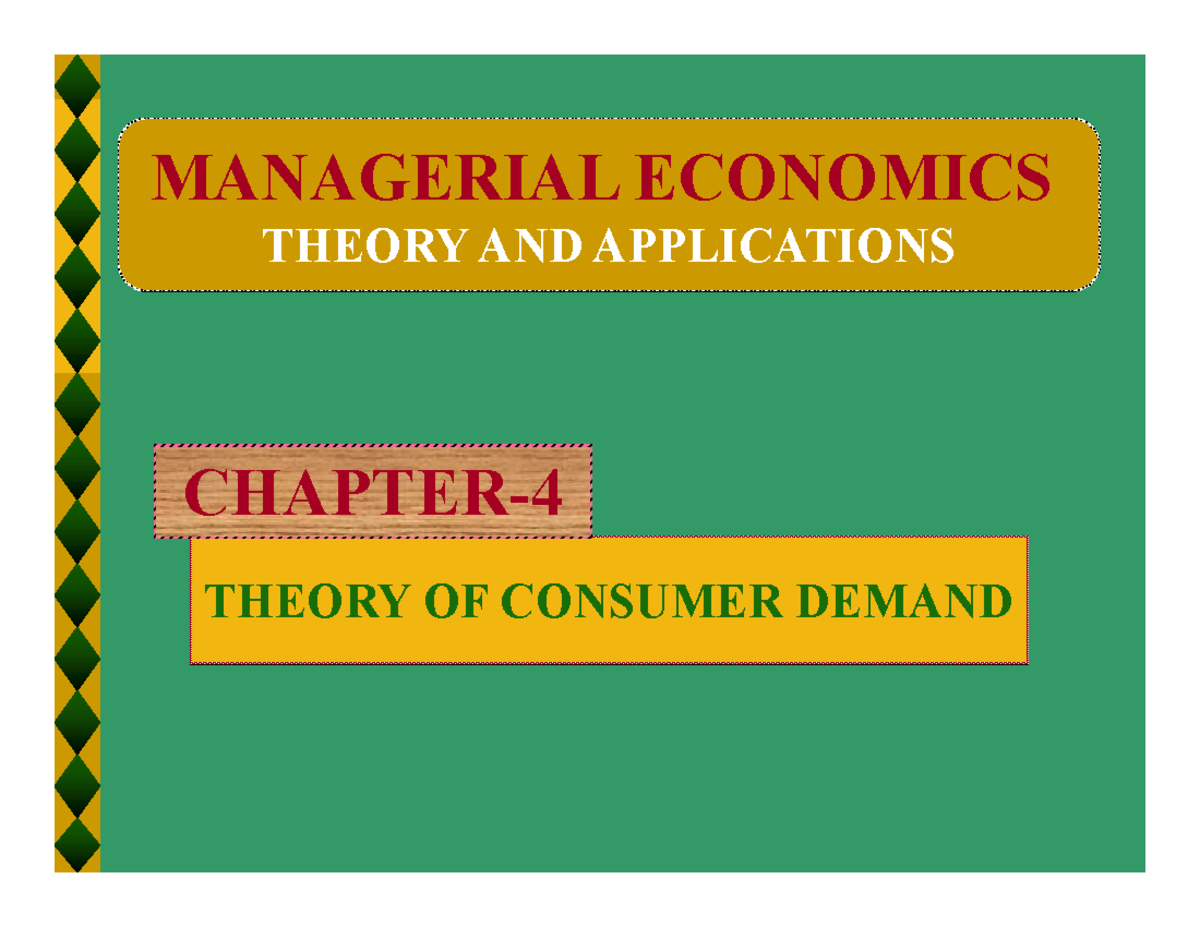 Lecture 3 5 6 Theory of Consumer Demand THEORY OF CONSUMER DEMAND