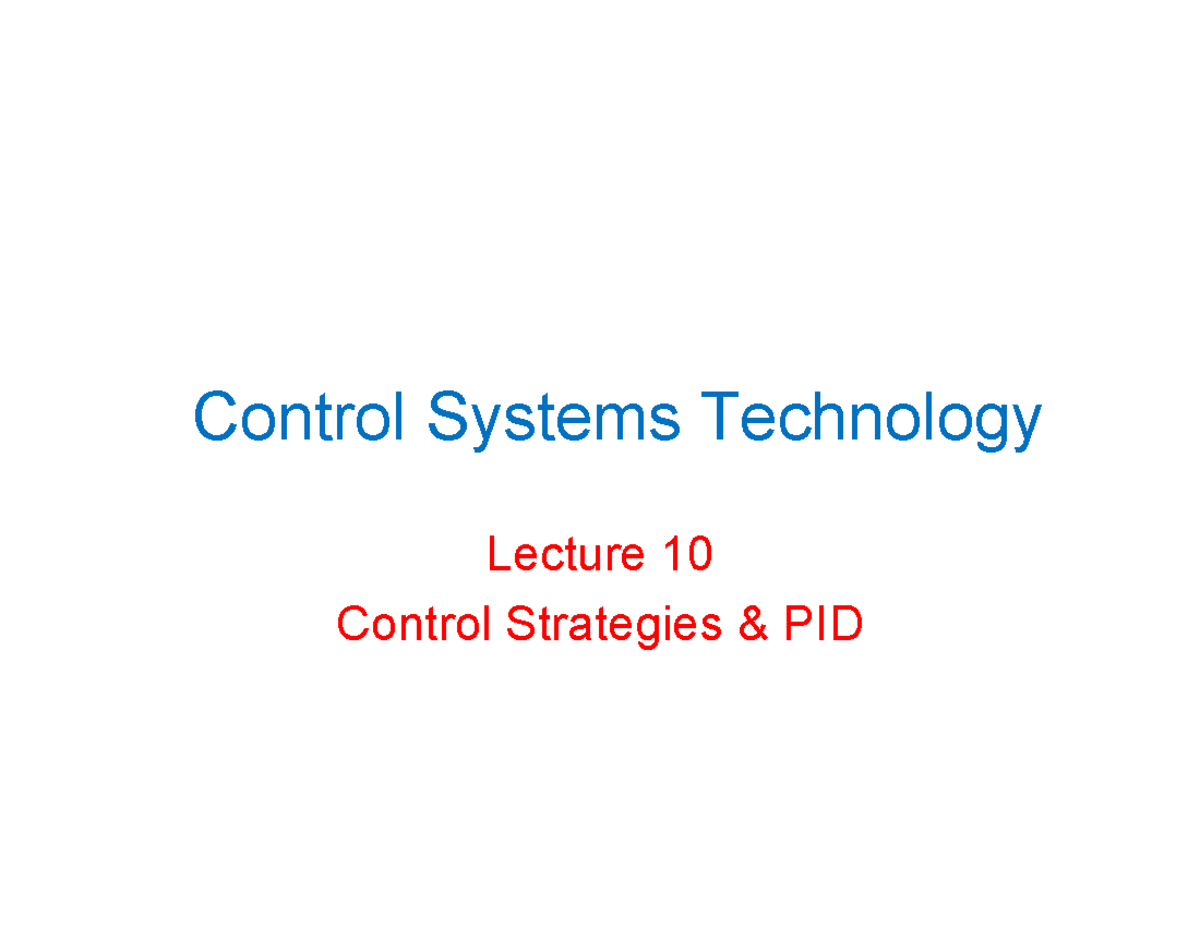 MENG2015 Lecture 10 16-17 S2 Control Strategies and PID - Control ...