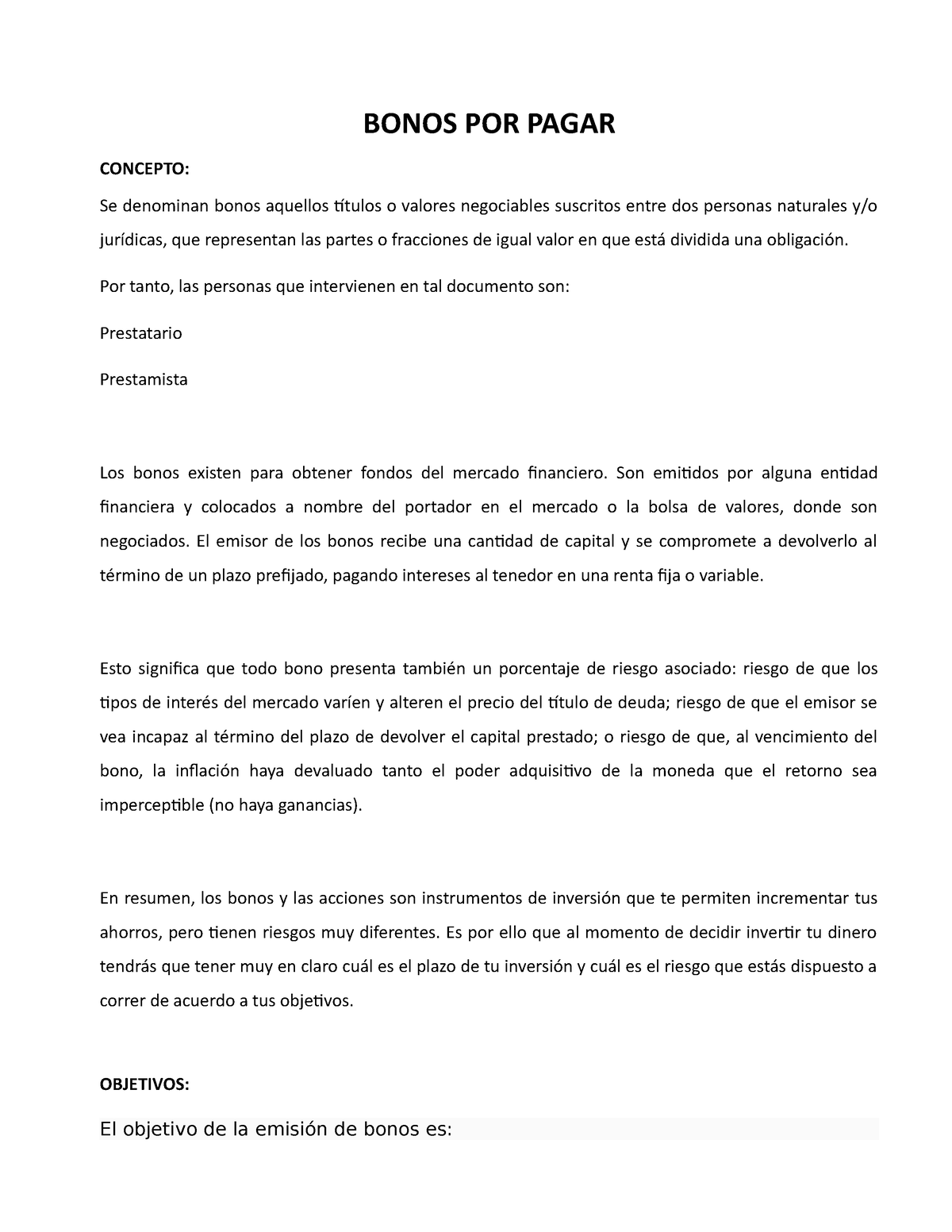 Bonos POR Pagar - BONOS POR PAGAR CONCEPTO: Se Denominan Bonos Aquellos ...