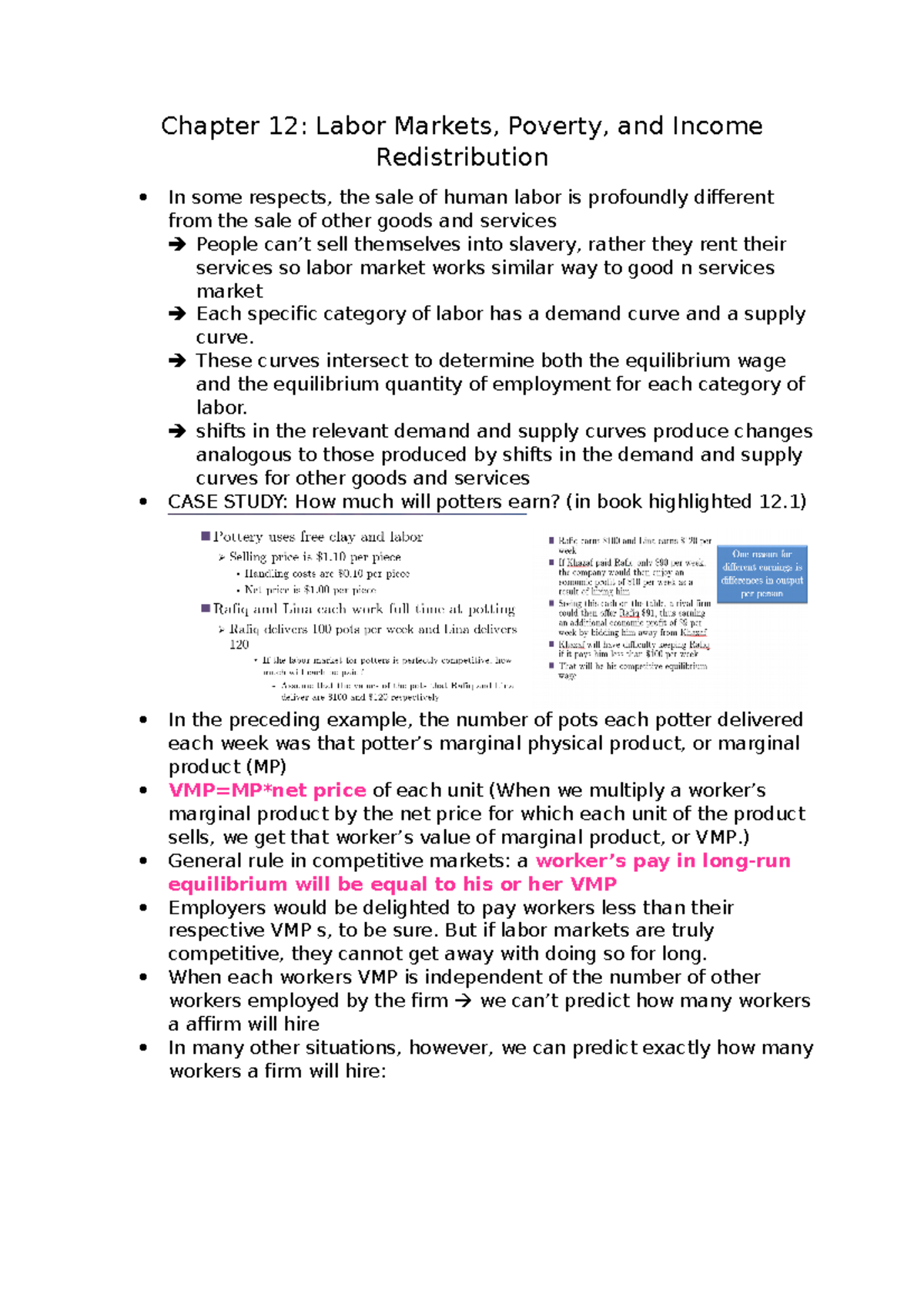 Chapter 12 ECO - Notes - Chapter 12: Labor Markets, Poverty, and Income ...