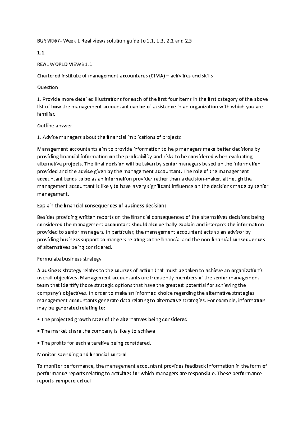 Real World View 1.3 1.5 2.2 2 - BUSM067- Week 1 Real views soluion ...
