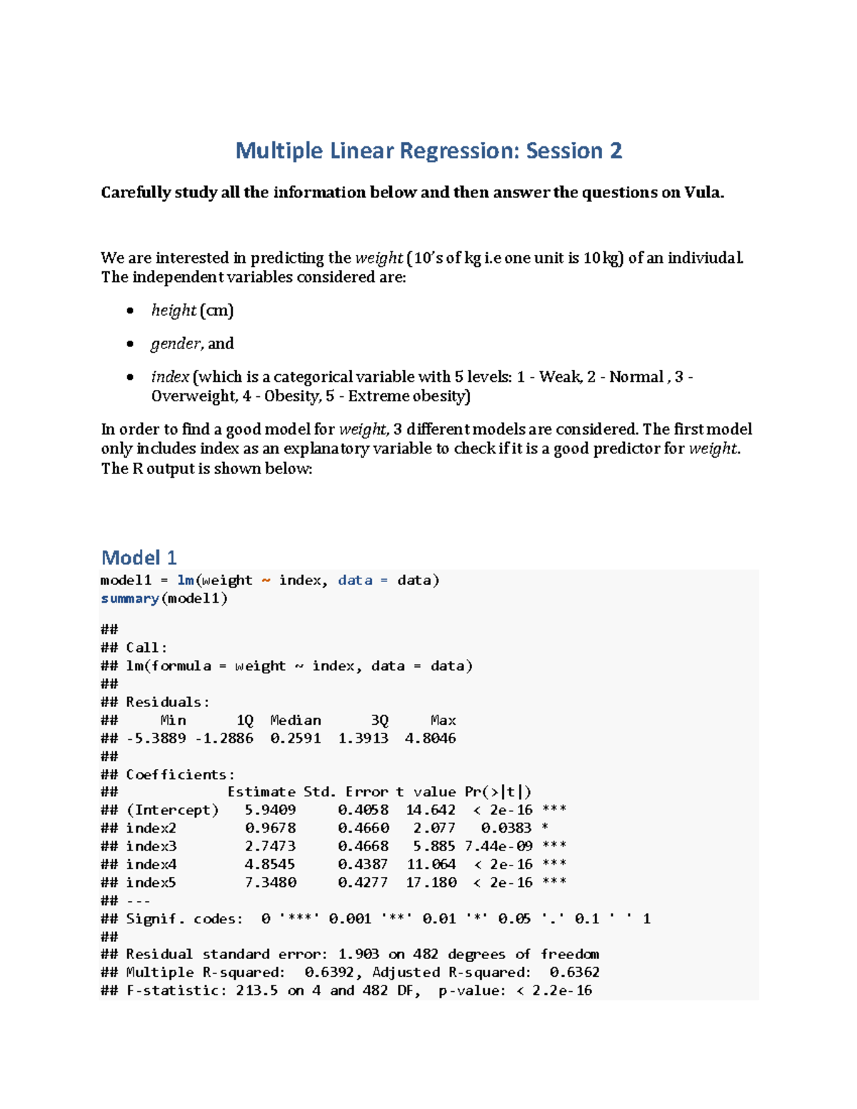 MLR session 2 - notes - Multiple Linear Regression: Session 2 Carefully ...