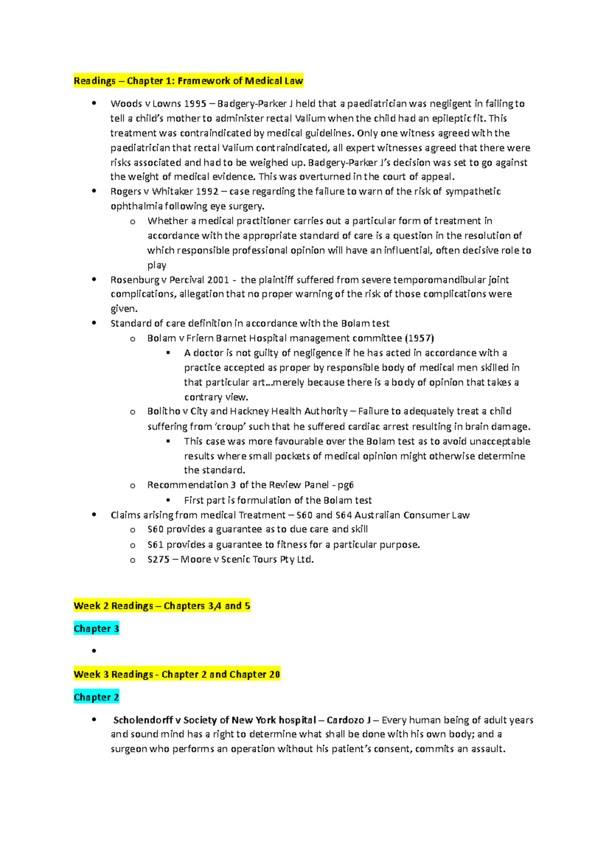 Readings - lecture notes - Readings – Chapter 1: Framework of Medical ...