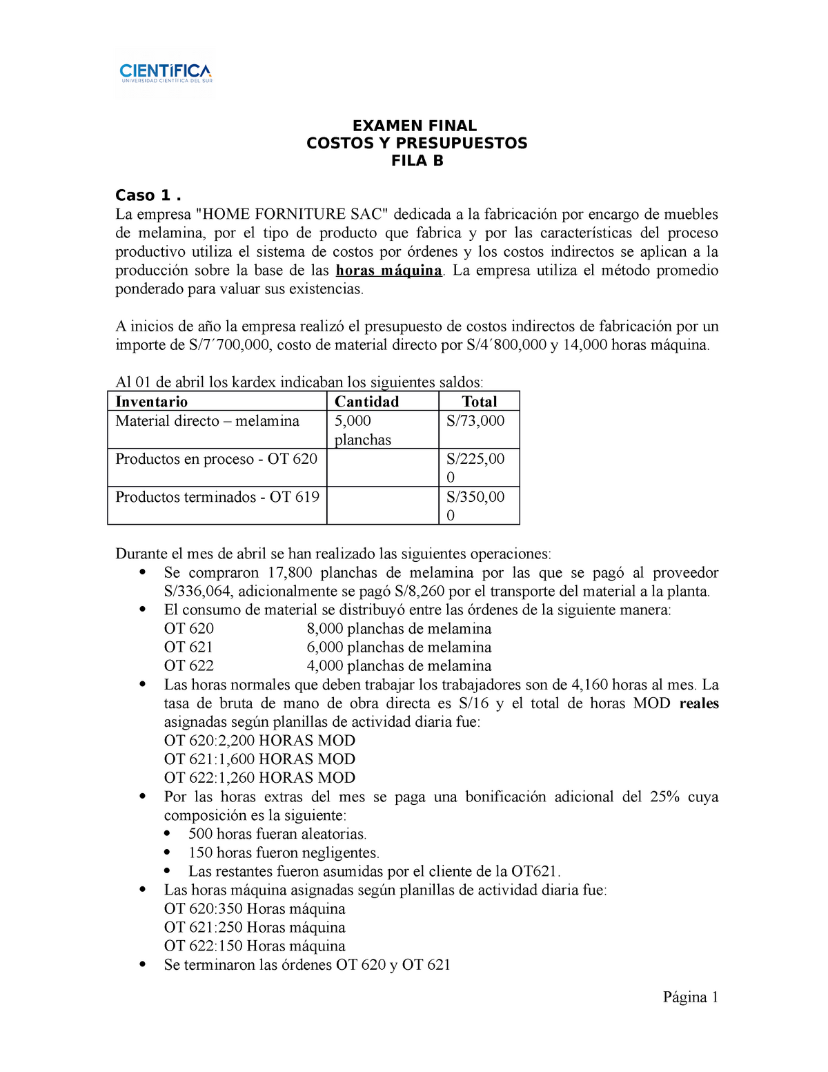 Examen Final De Costos Y Presupuestos 2021 2 Fila B 1 Examen Final Costos Y Presupuestos 3778